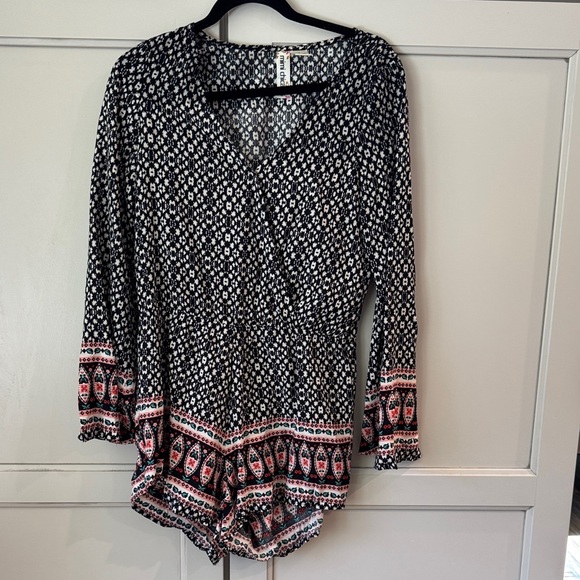 Mimi Chica Pants - Mimi Chica Black and White Blouse with Red Accents